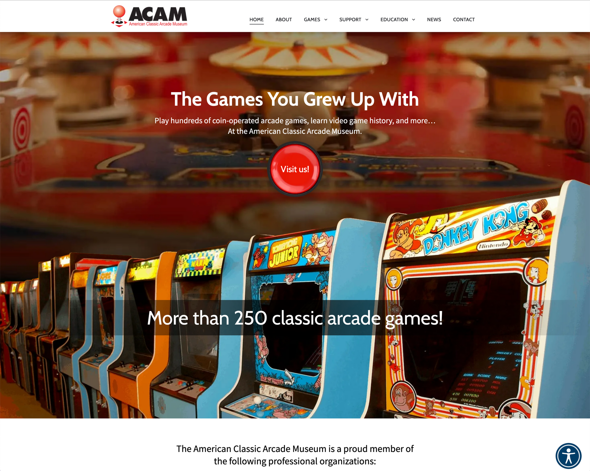 A screenshot of a website that says the games you grew up with