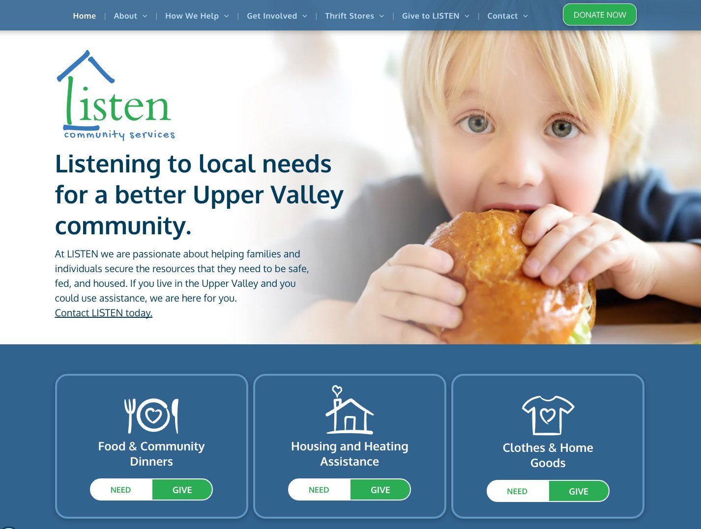 LISTEN Community Services Upper Valley Website Design