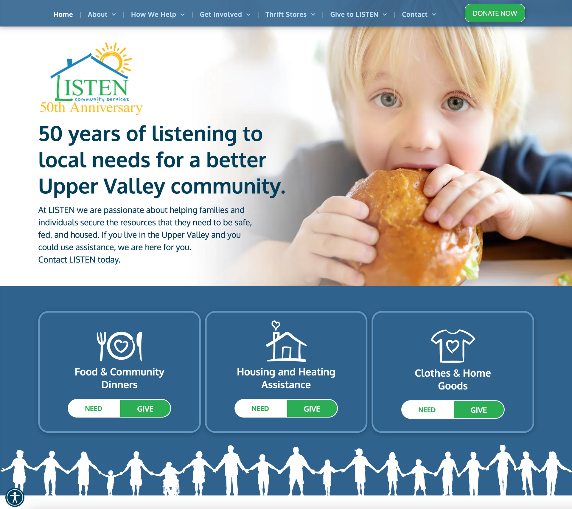 A child is eating a sandwich on the upper valley community website
