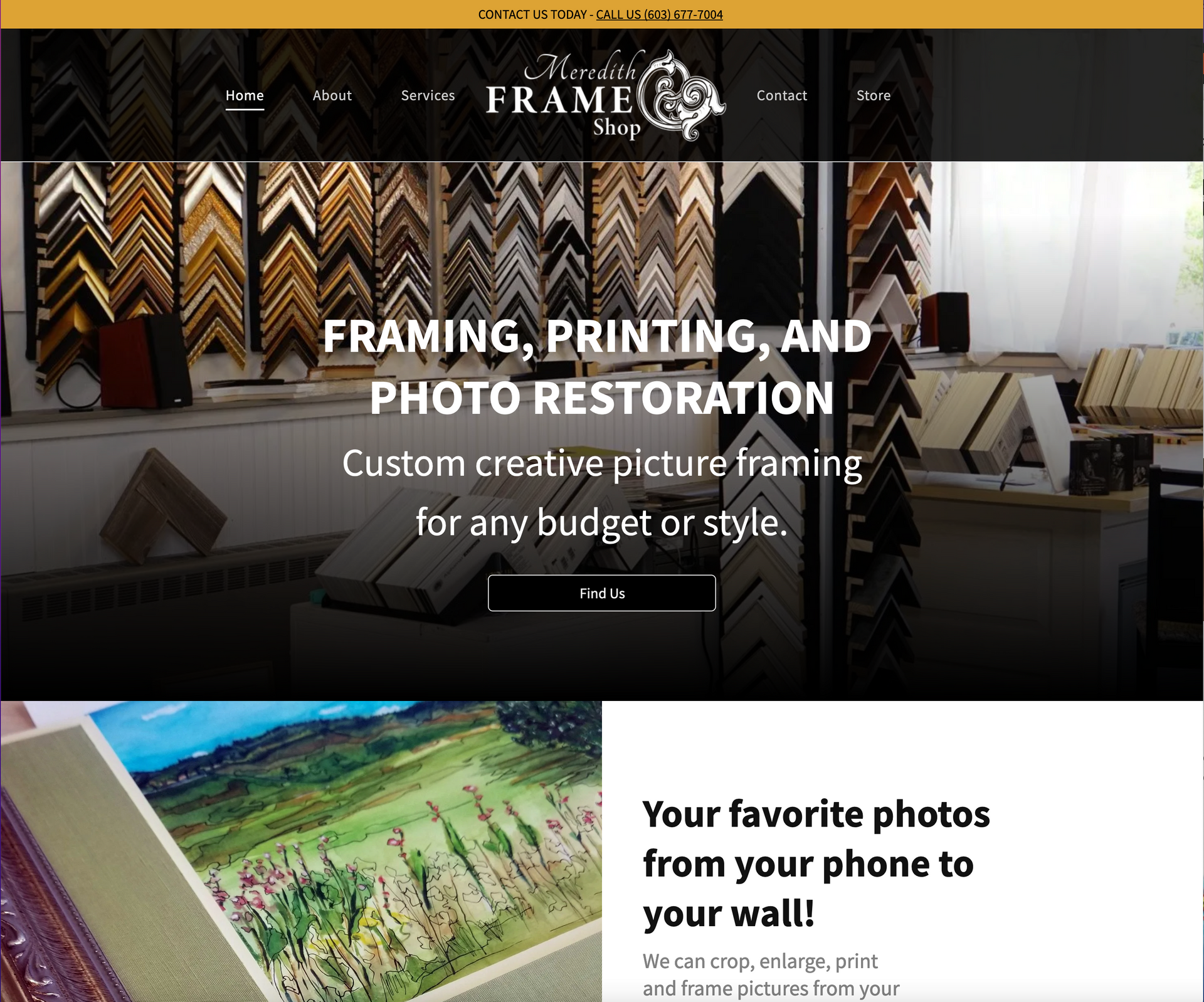 A website for framing printing and photo restoration