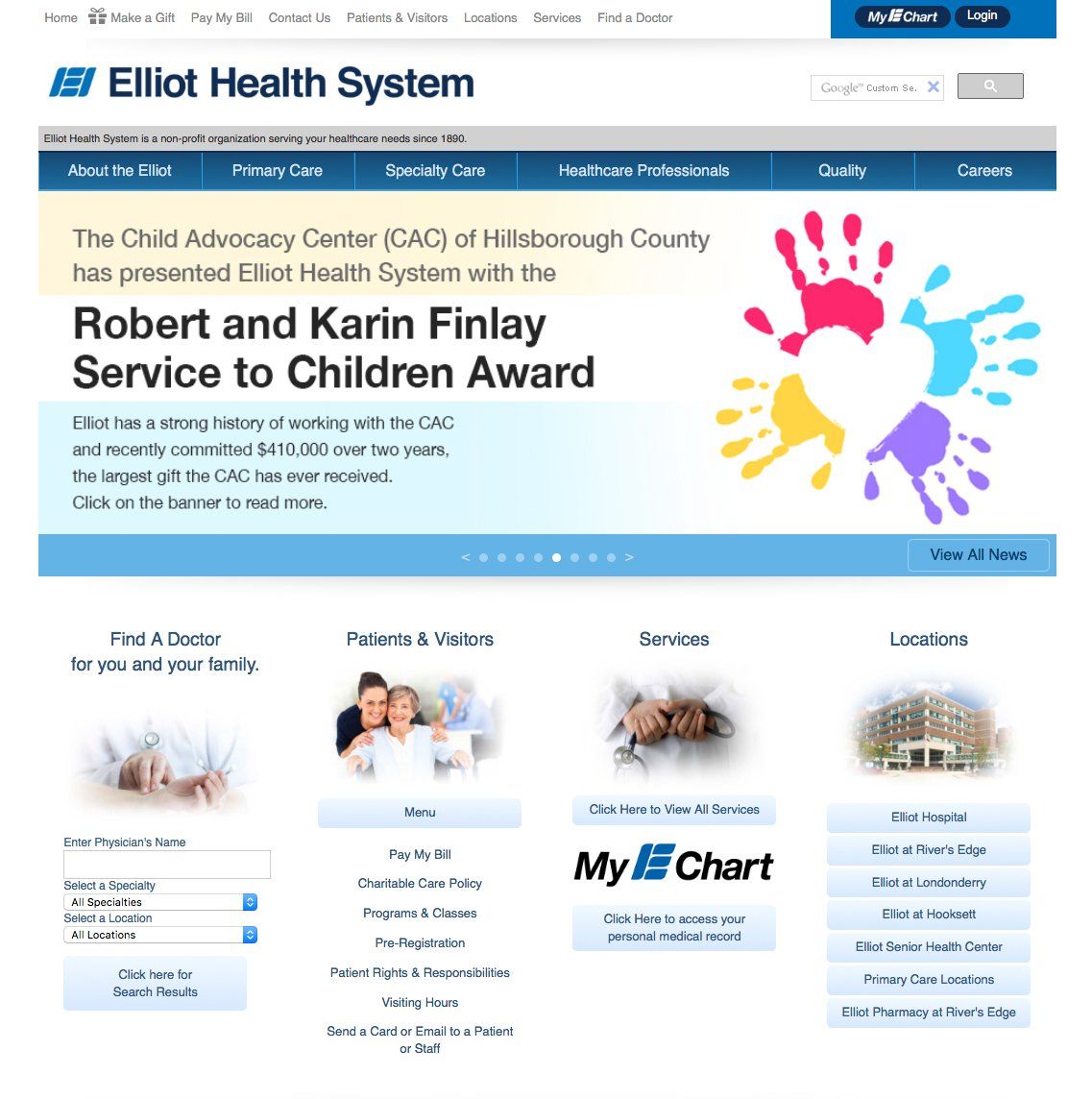 health system website design