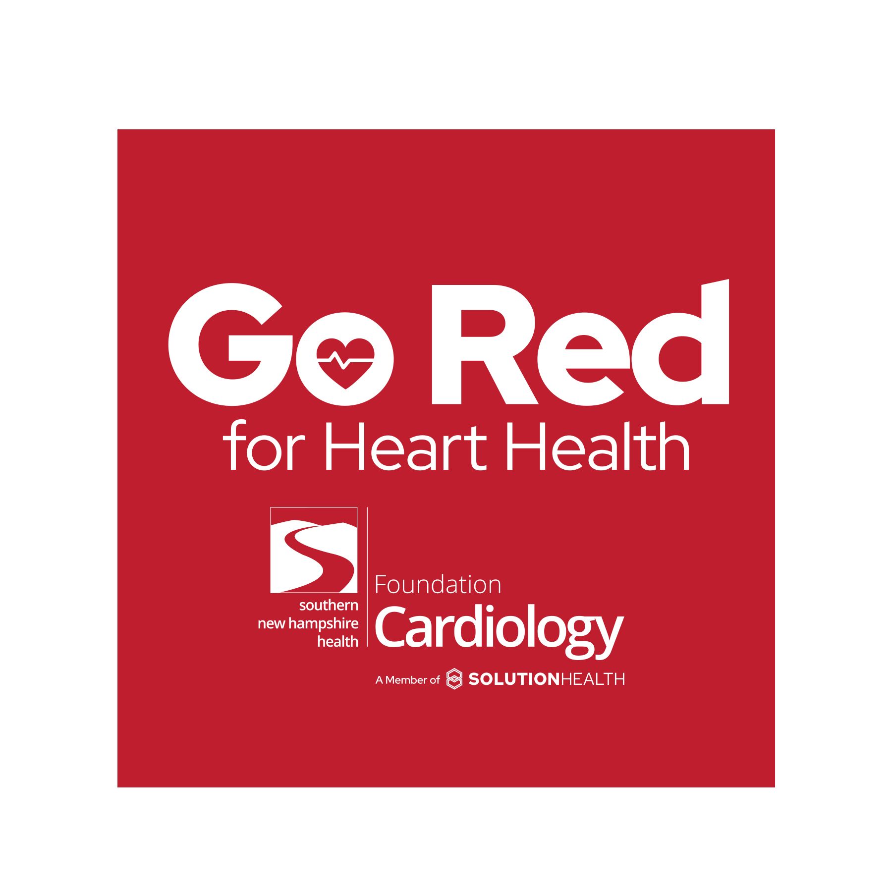 A red sign that says go red for heart health