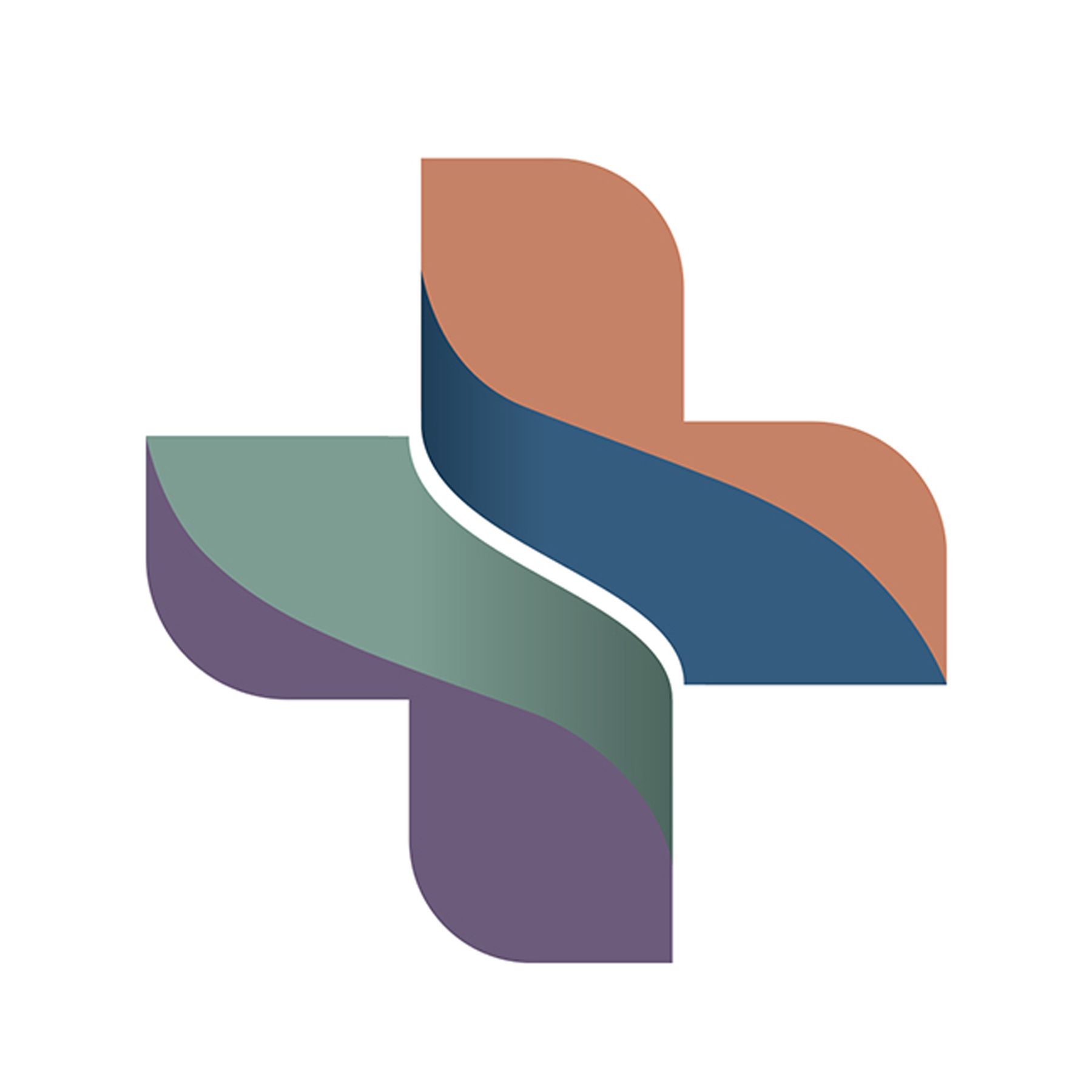 A colorful medical cross on a white background