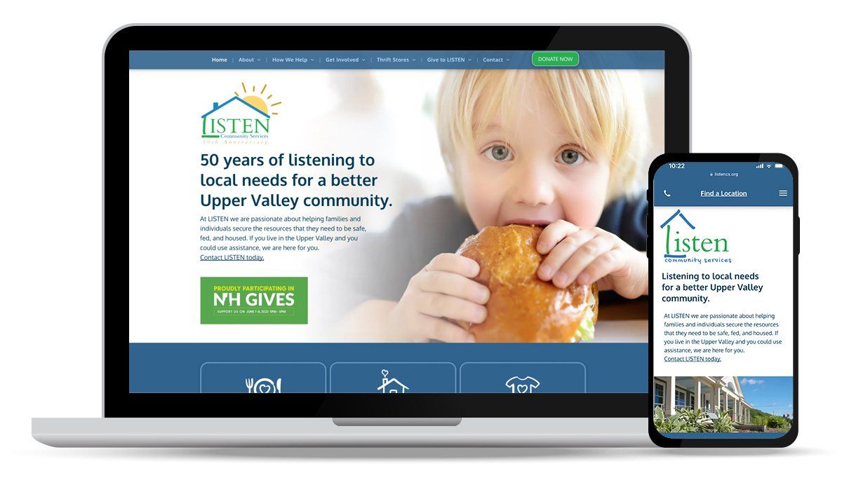 LISTEN Community Services website designed by Clover Creative Group