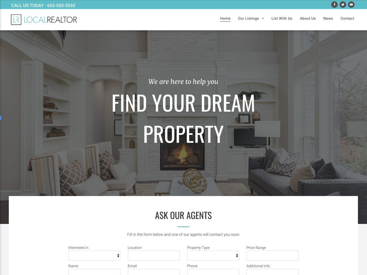 A screenshot of a website that says find your dream property