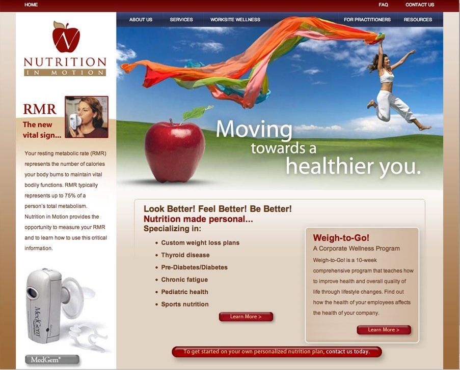 wellness and health web design