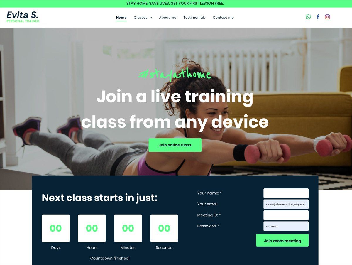 A screenshot of a website that says join a live training class from any device