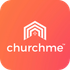 The churchme logo is on a red background