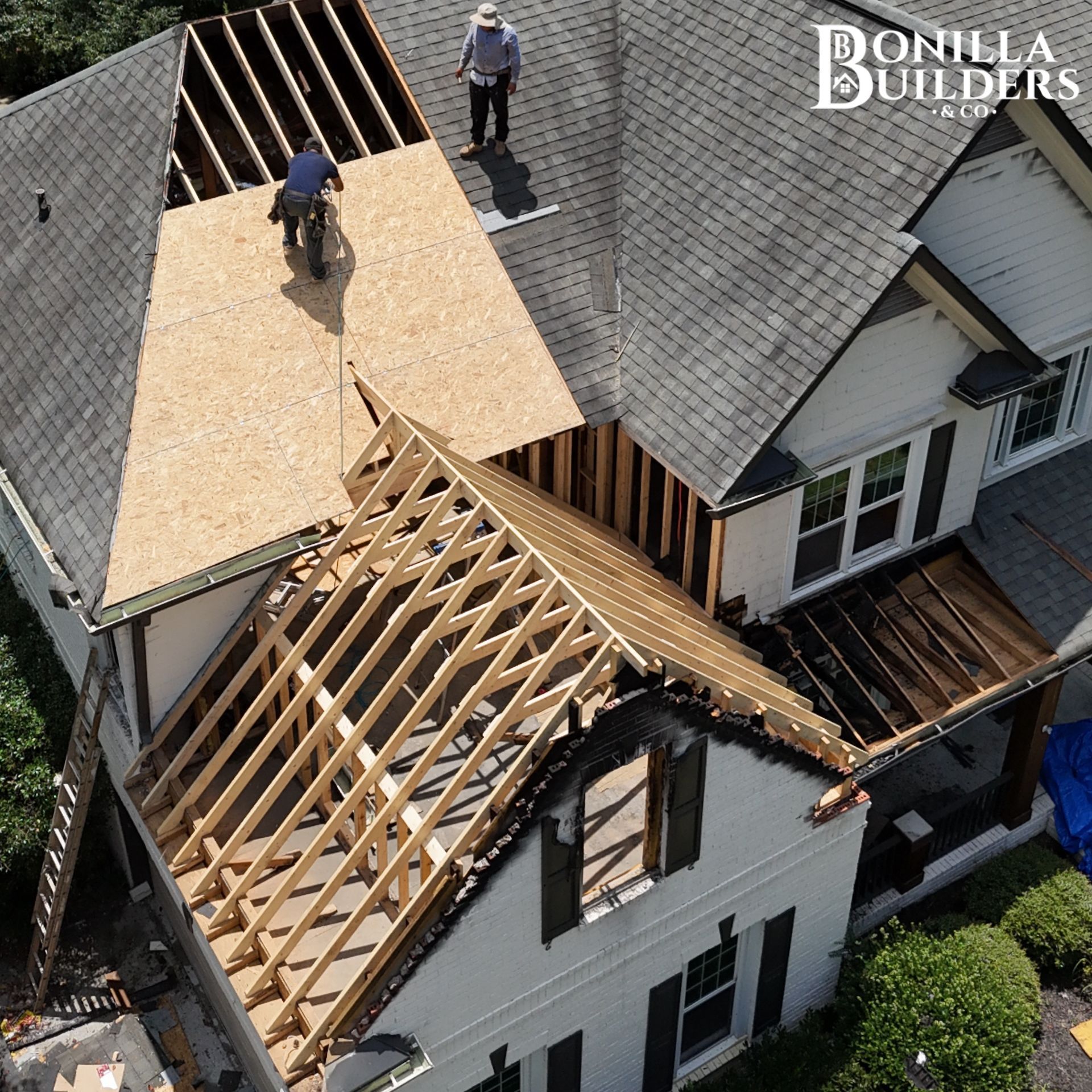 Reframe of a home after fire damage