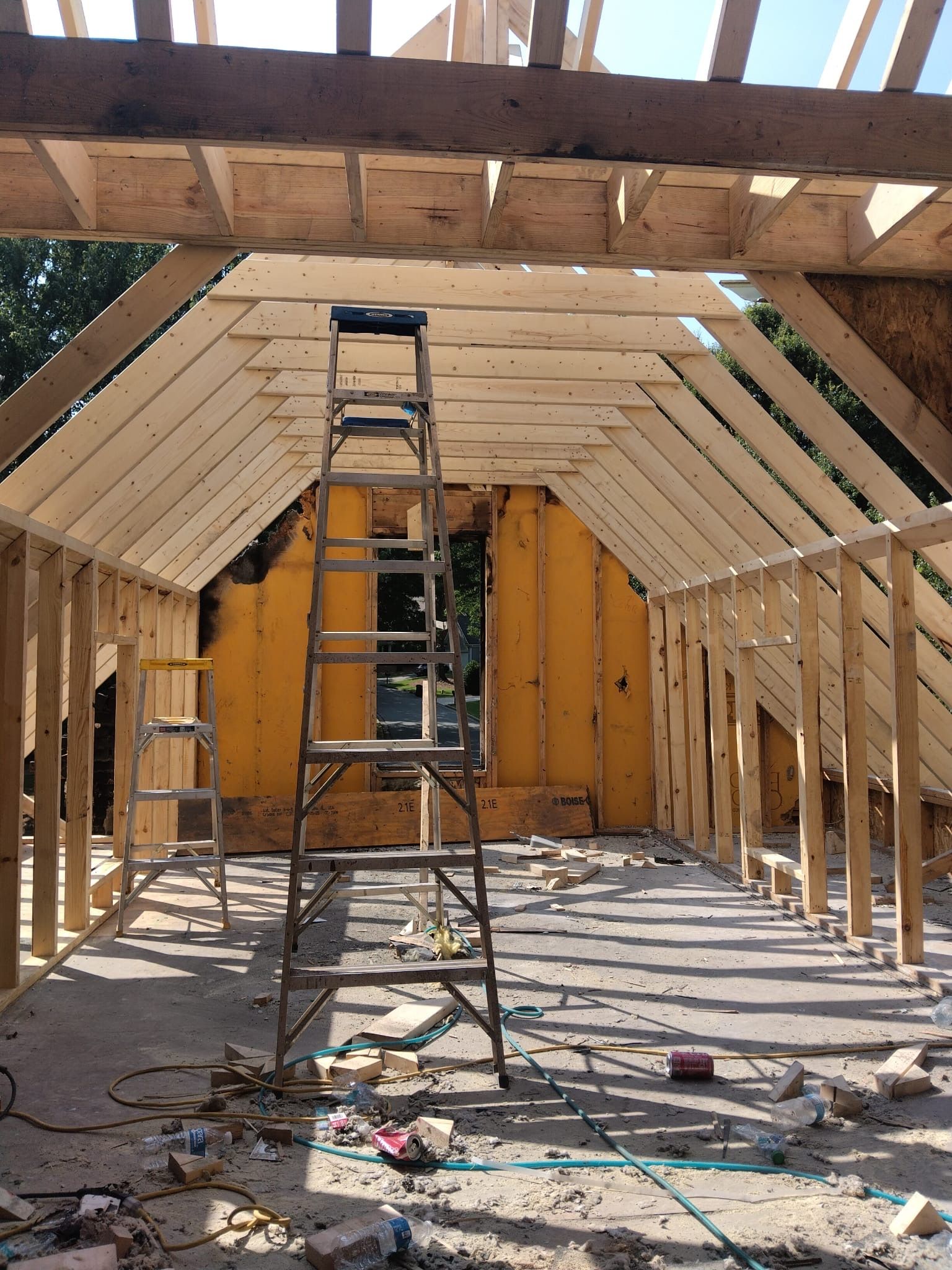 Partial re framing of  a fire damaged home
