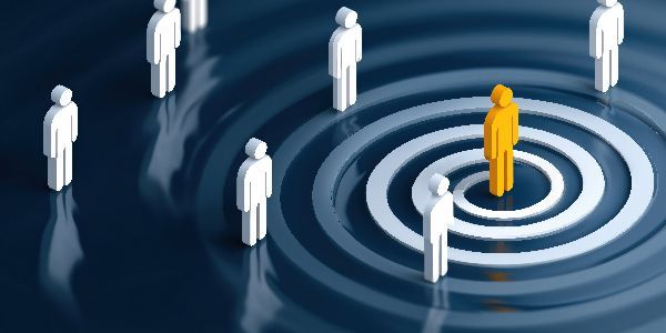 A man in business attire runs while using a laptop, surrounded by icons representing business tasks, deadlines, and data.