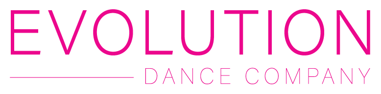 Logo for Evolution Dance Company, with pink 