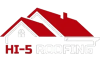 Logo for Hi-5 Roofing: a red roof over a white house outline, with 