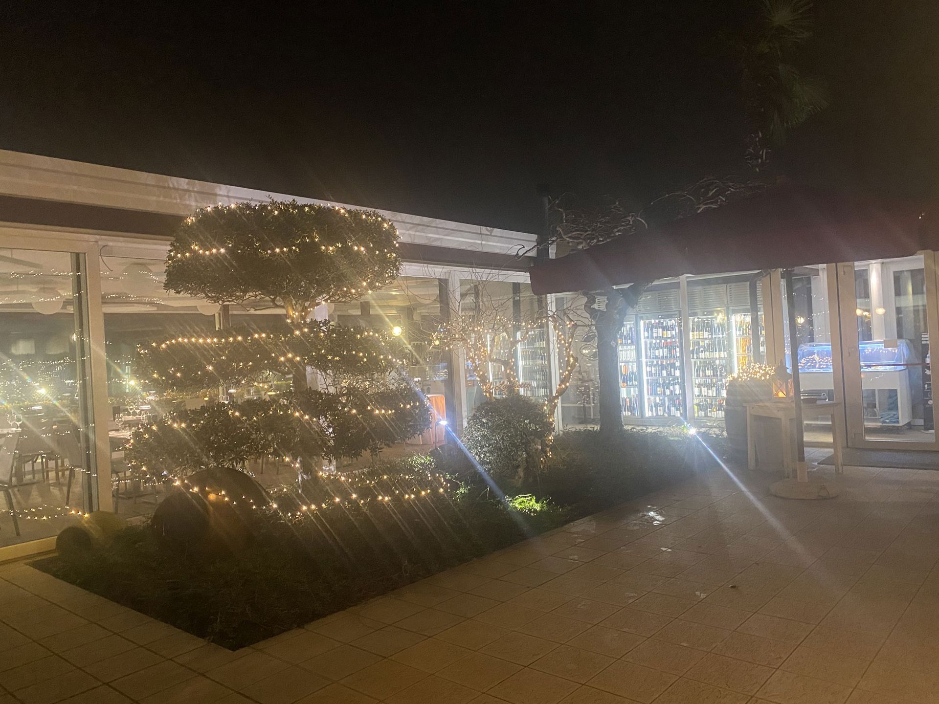 ingresso ristorante il Laghetto di notte