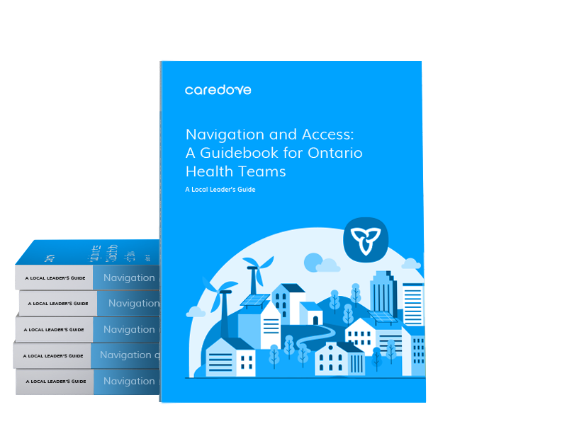 A guide on coordinating access to community mental health and addiction organizations with people illustrated on the cover.