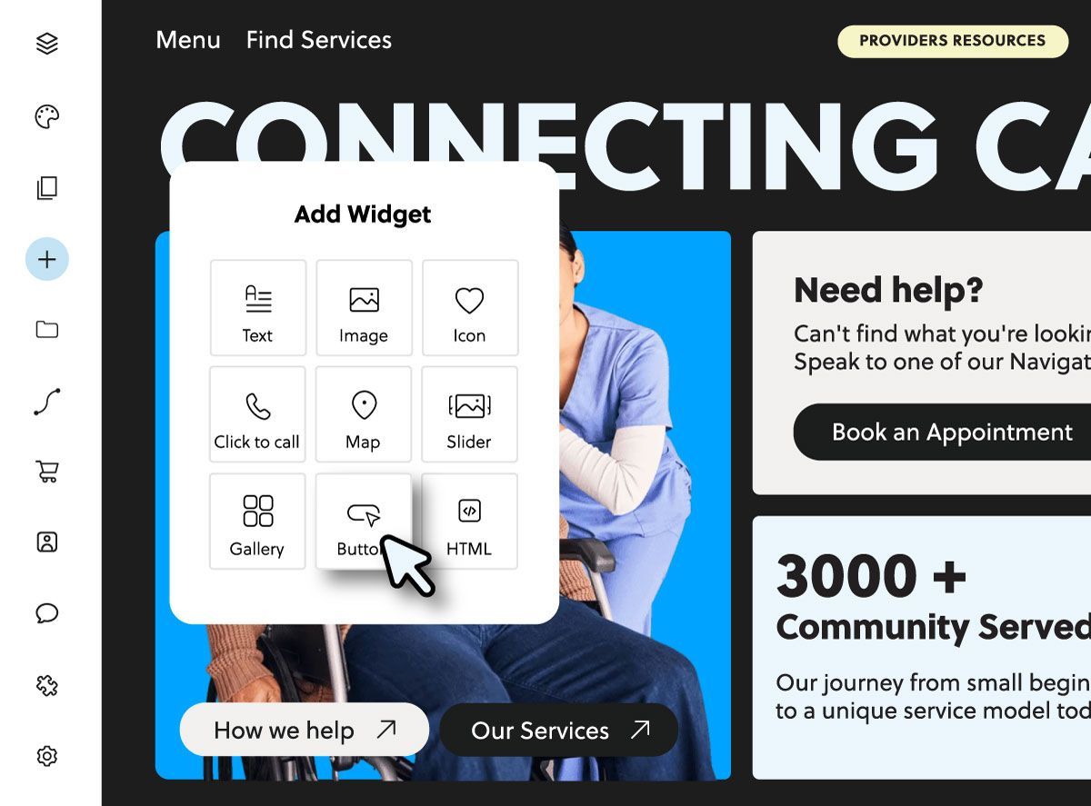 Website interface with