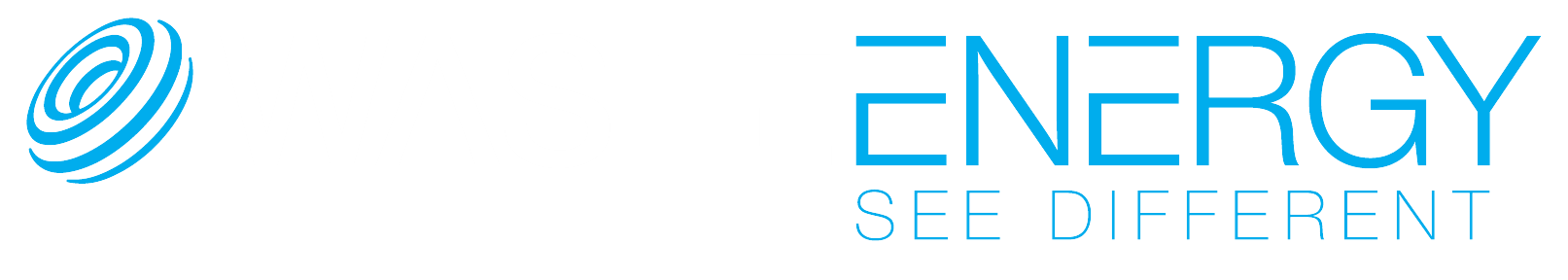 A blue and white logo for we waste energy
