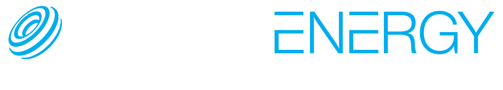 A blue and white logo for we waste energy