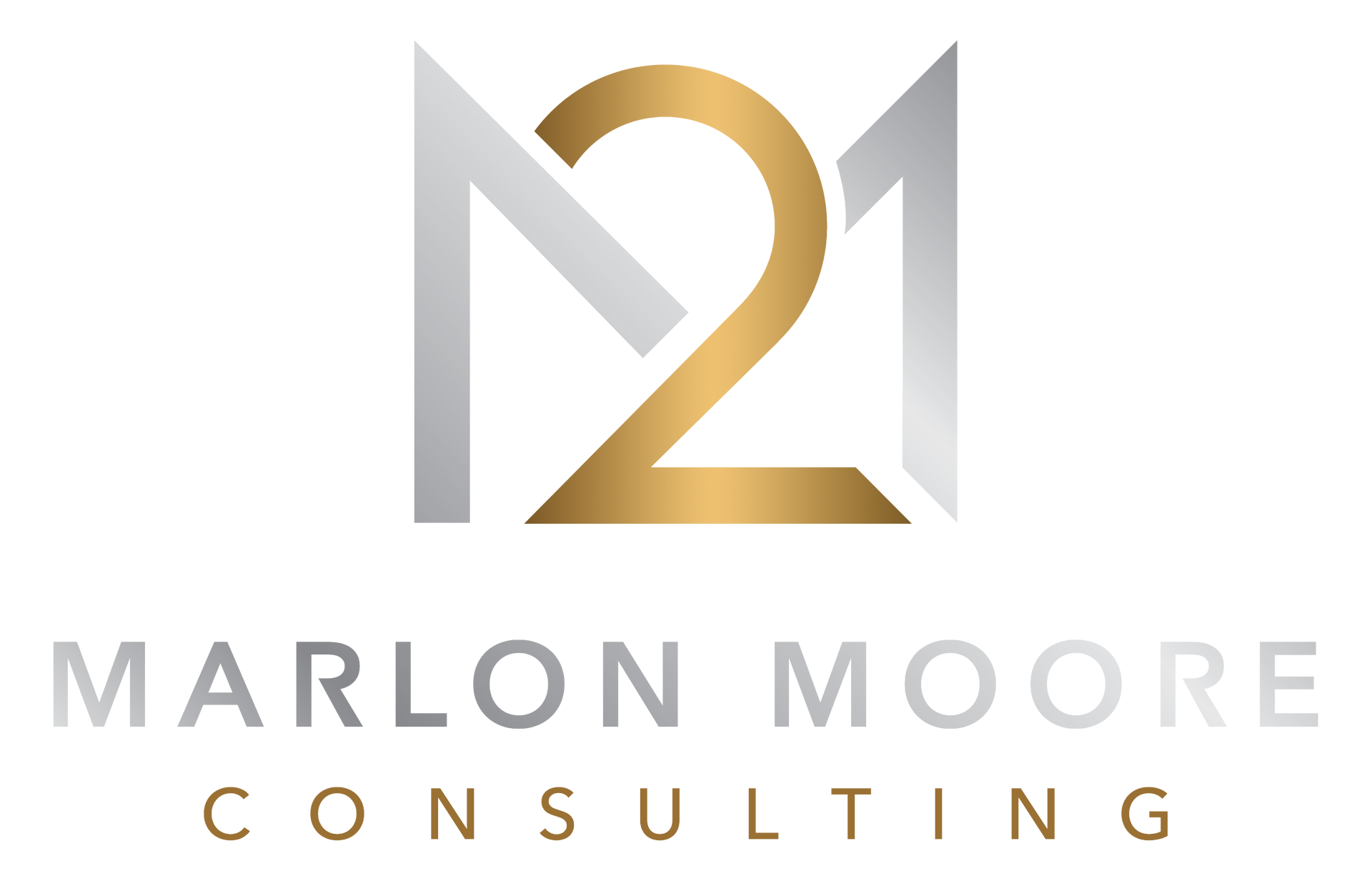 M21 logo with gray and gold lettering for Marlon Moore Consulting