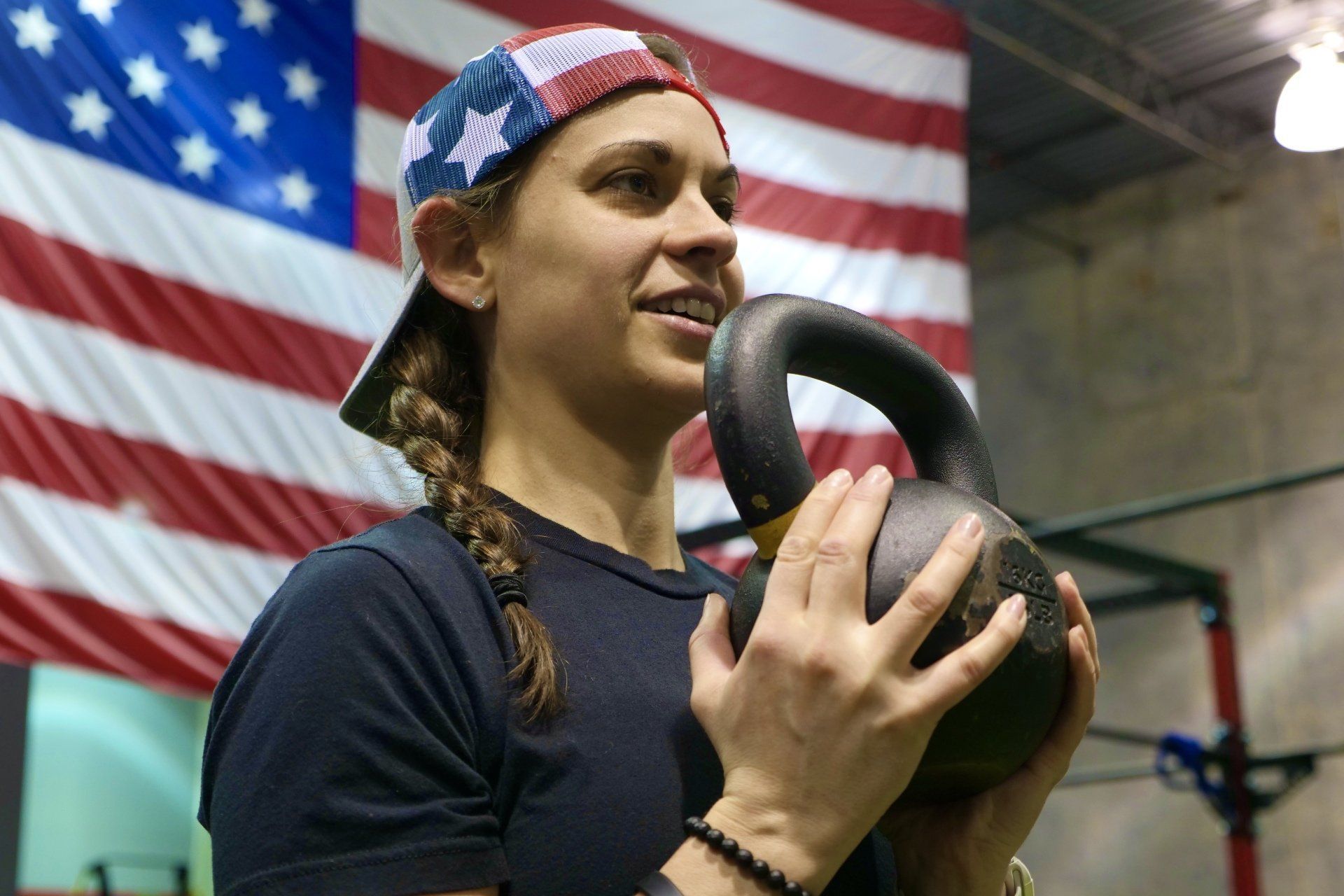 Danielle working out with kettle bell