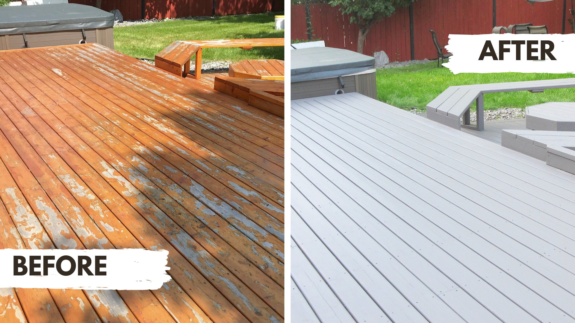 From ugly paint chipped deck to a nice clean deck with a fresh coat of paint