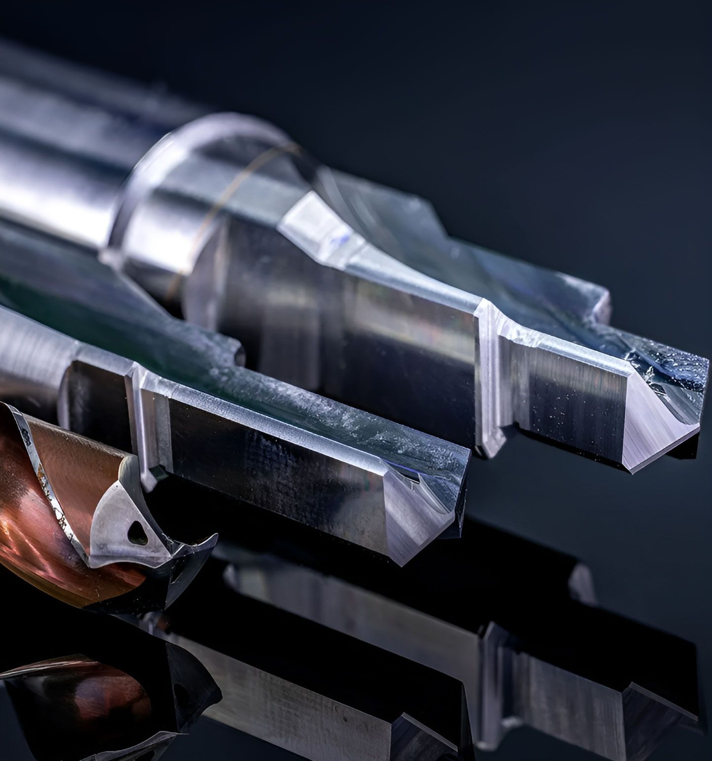 Three Drill Bits Are Stacked On Top Of Each Other On A Black Surface — Wallers Precision Tooling In Paget , QLD