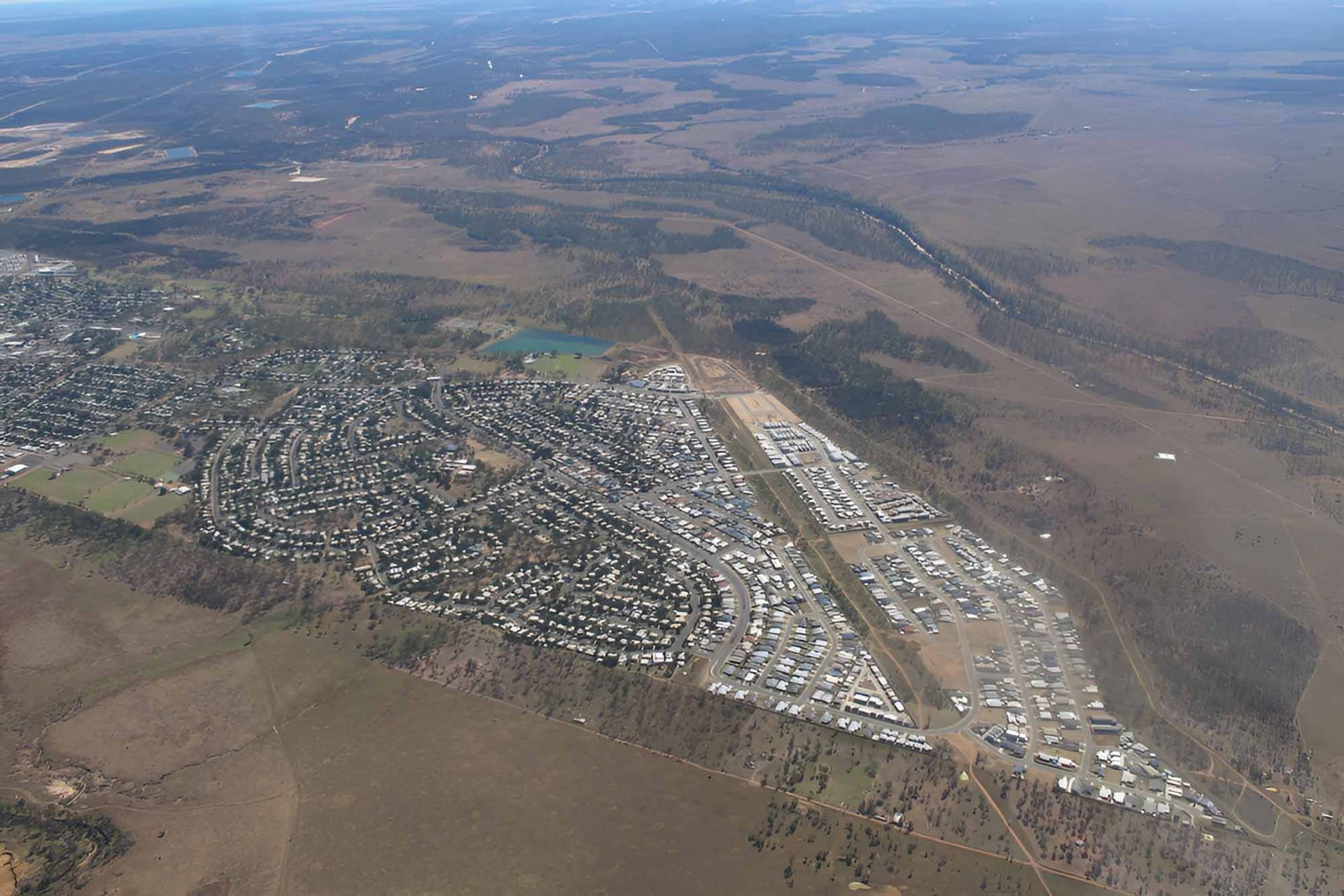 An Aerial View Of A Small Town In The Middle Of A Desert — Wallers Precision Tooling In Moranbah, QLD
