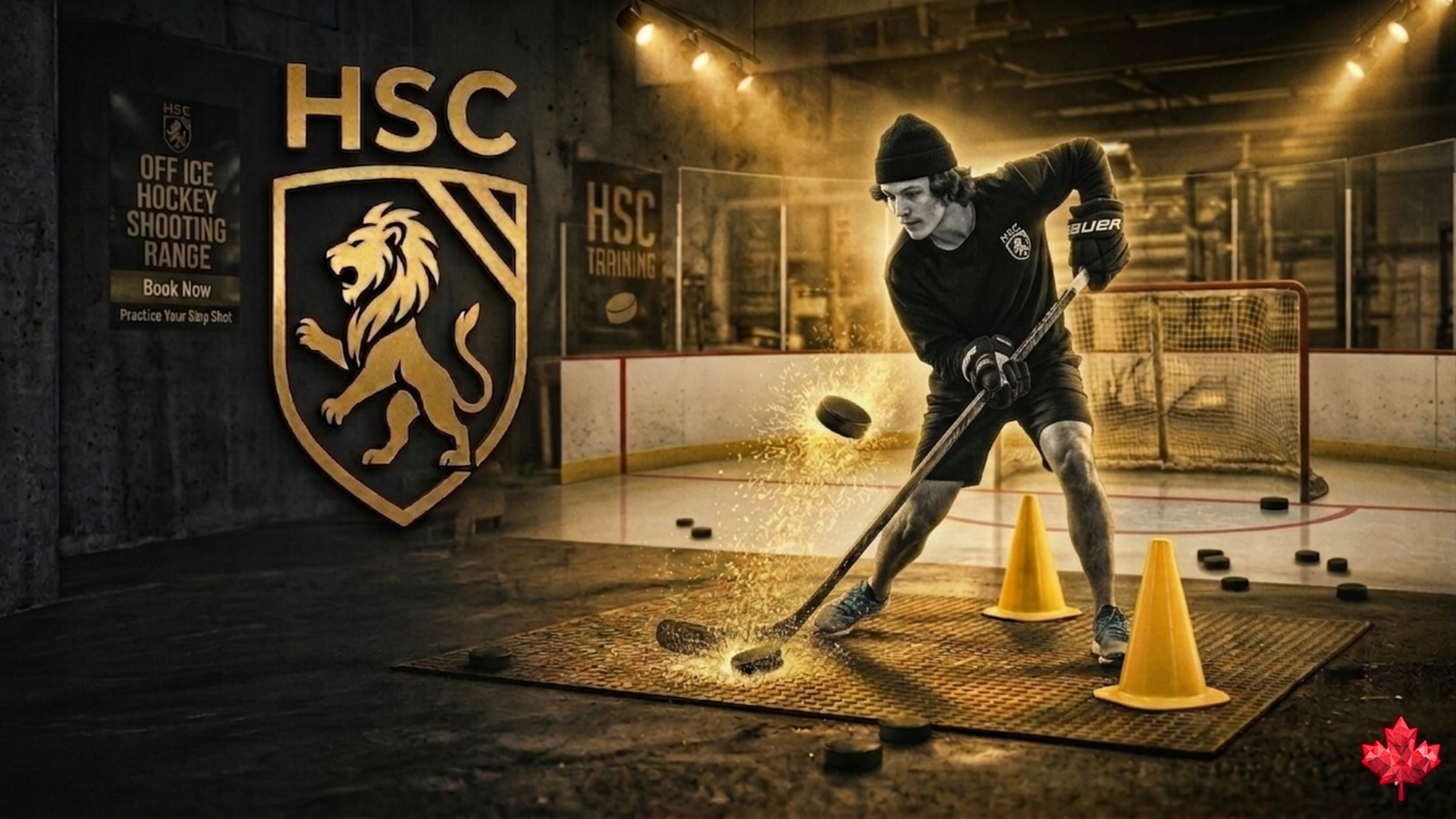 Hockey Shooting Training Range in Camrose featuring synthetic ice and radar technology