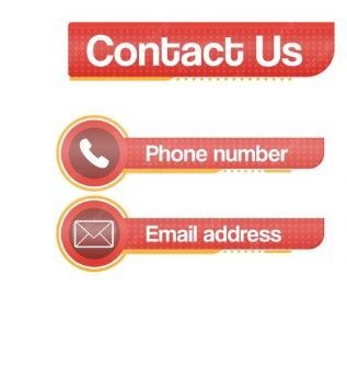 Red contact us banner with phone number and email address icons