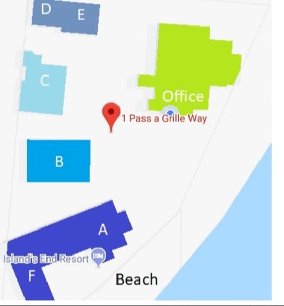 A map showing the location of the beach resort