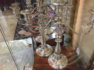 1012 Sterling Silver 3 Candle Candelabras — Raleigh, NC — Regan Lewis Antiques