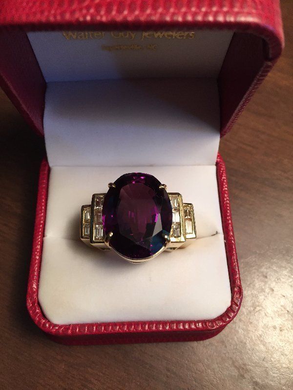 1058 Very Large Amethyst & Diamond Ring 18k — Raleigh, NC — Regan Lewis Antiques
