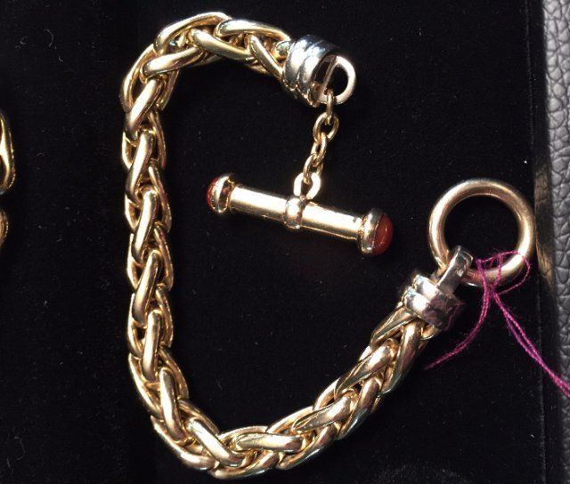 1020 14k Gold Bracelet With Gem Stones — Raleigh, NC — Regan Lewis Antiques