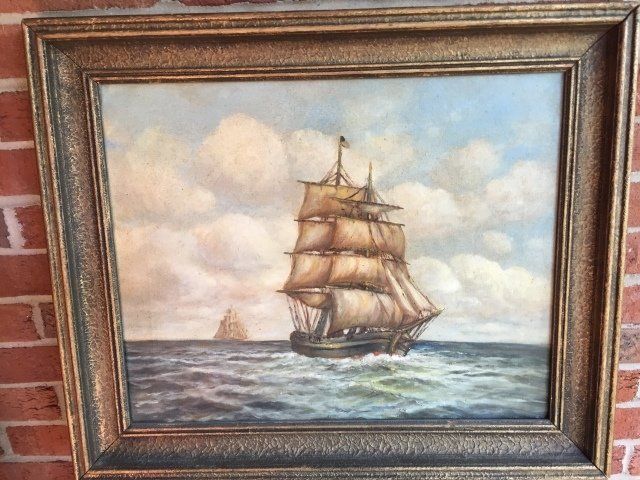 Antique Marine Oil Painting — Raleigh, NC — Regan Lewis Antiques