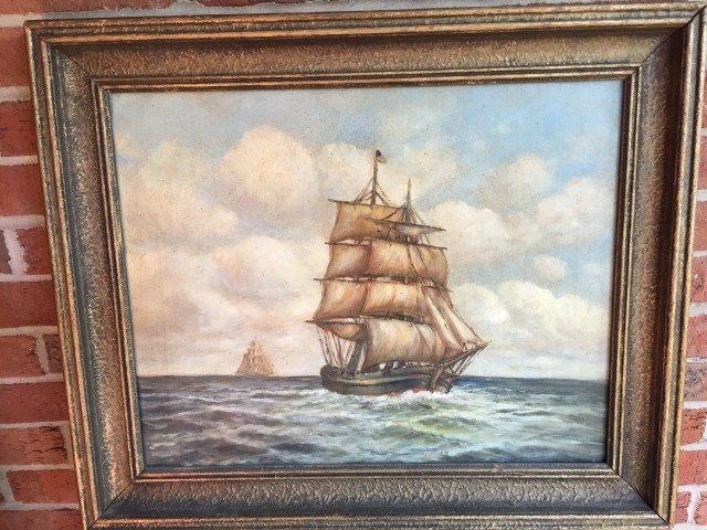 Beautiful Ship Painting — Raleigh, NC — Regan Lewis Antiques