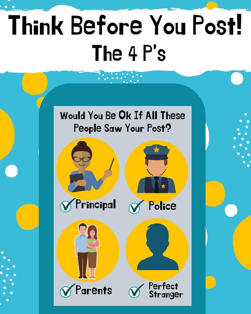 A phone screen asking people to think before they post