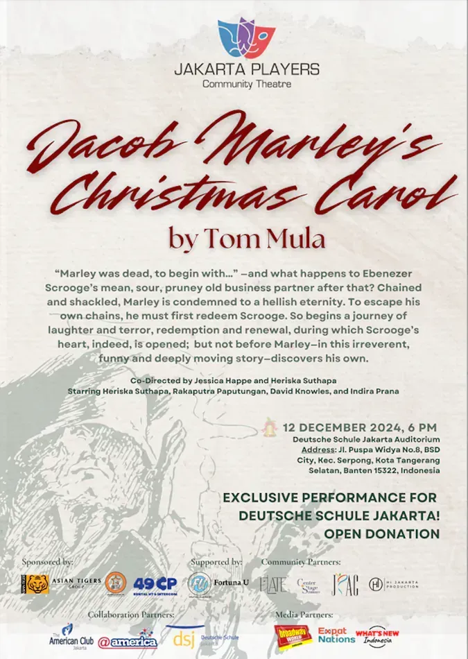 A poster for jacob marley 's christmas carol by tom mula.