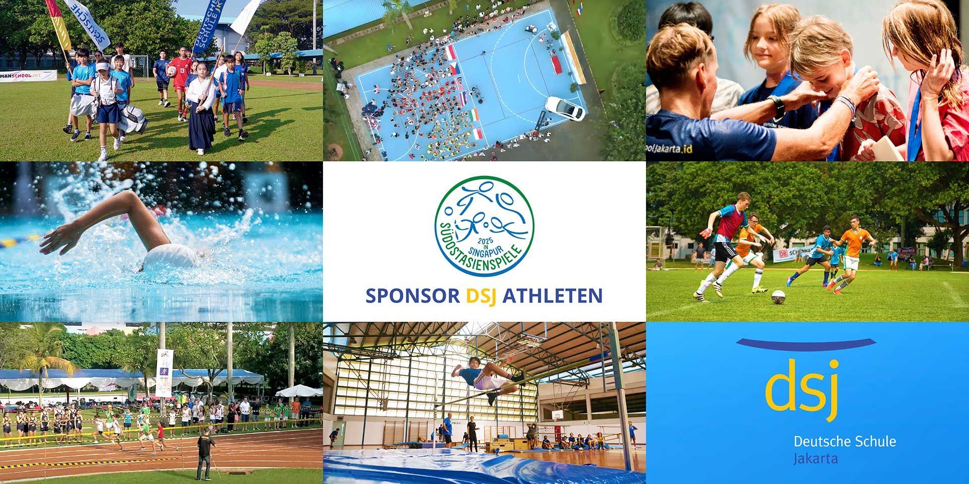A collage of sport pictures with the words sponsor for athletes on the top