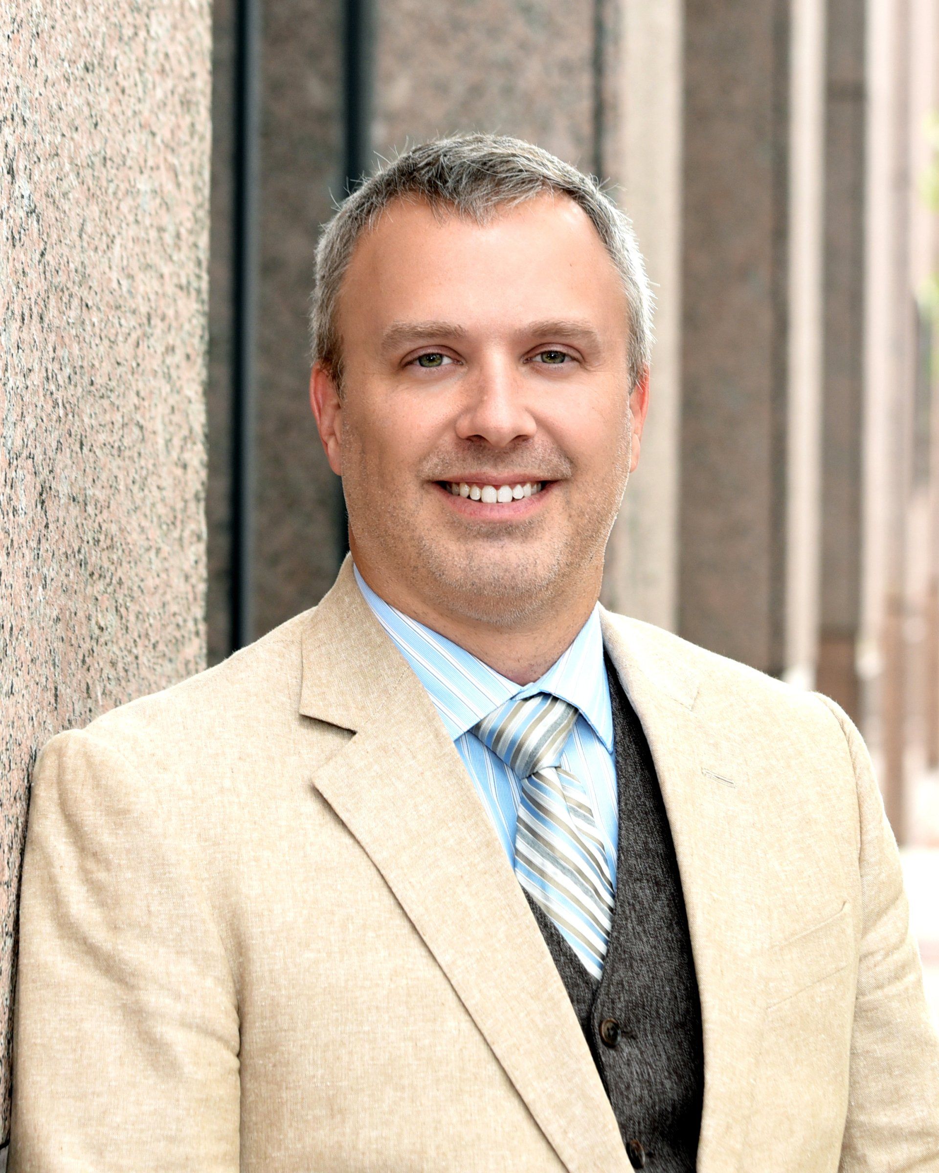 Executive portrait of Silas Elkins of Santander Bank in downtown York.