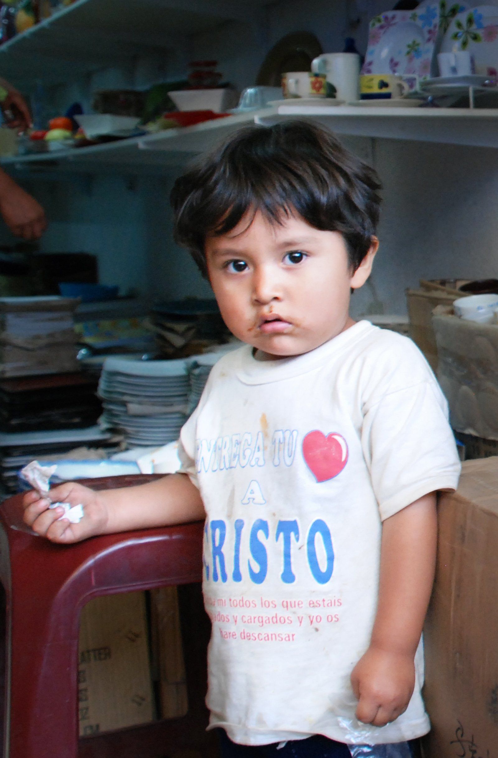 Child in the marketplace La Cancha in Cochabamba, Bolivia.
