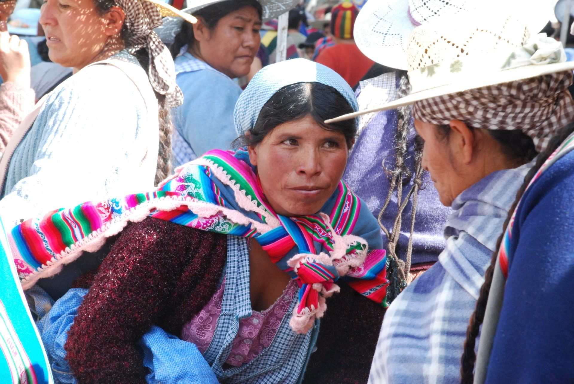 Quechua street vendor in La Cancha, Bolivia