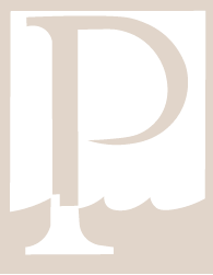 A white letter p in a square on a white background.