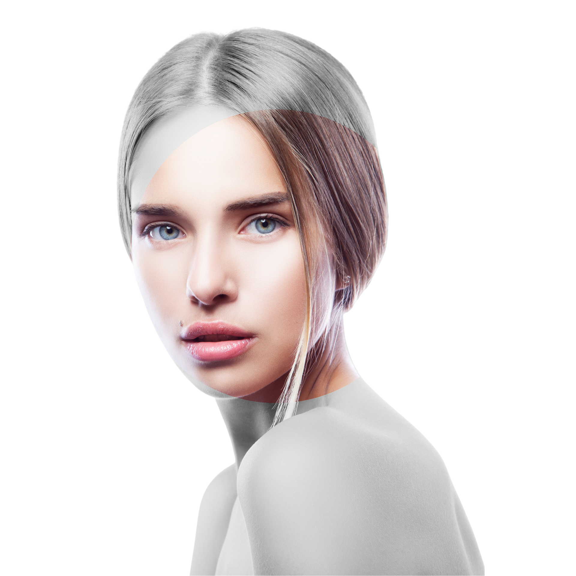 A woman is looking over her shoulder.