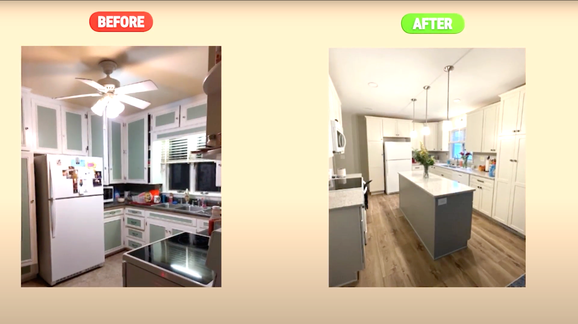 dated cabinets replaced with more functional cabinets