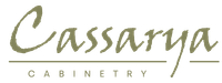 Cassarya Cabinetry logo in elegant script font with olive-green coloring.