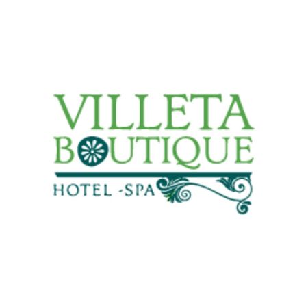 Logotipo del Villeta Boutique Hotel - Spa, texto verde sobre fondo blanco.