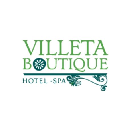 Logotipo del Villeta Boutique Hotel - Spa, texto verde sobre fondo blanco.