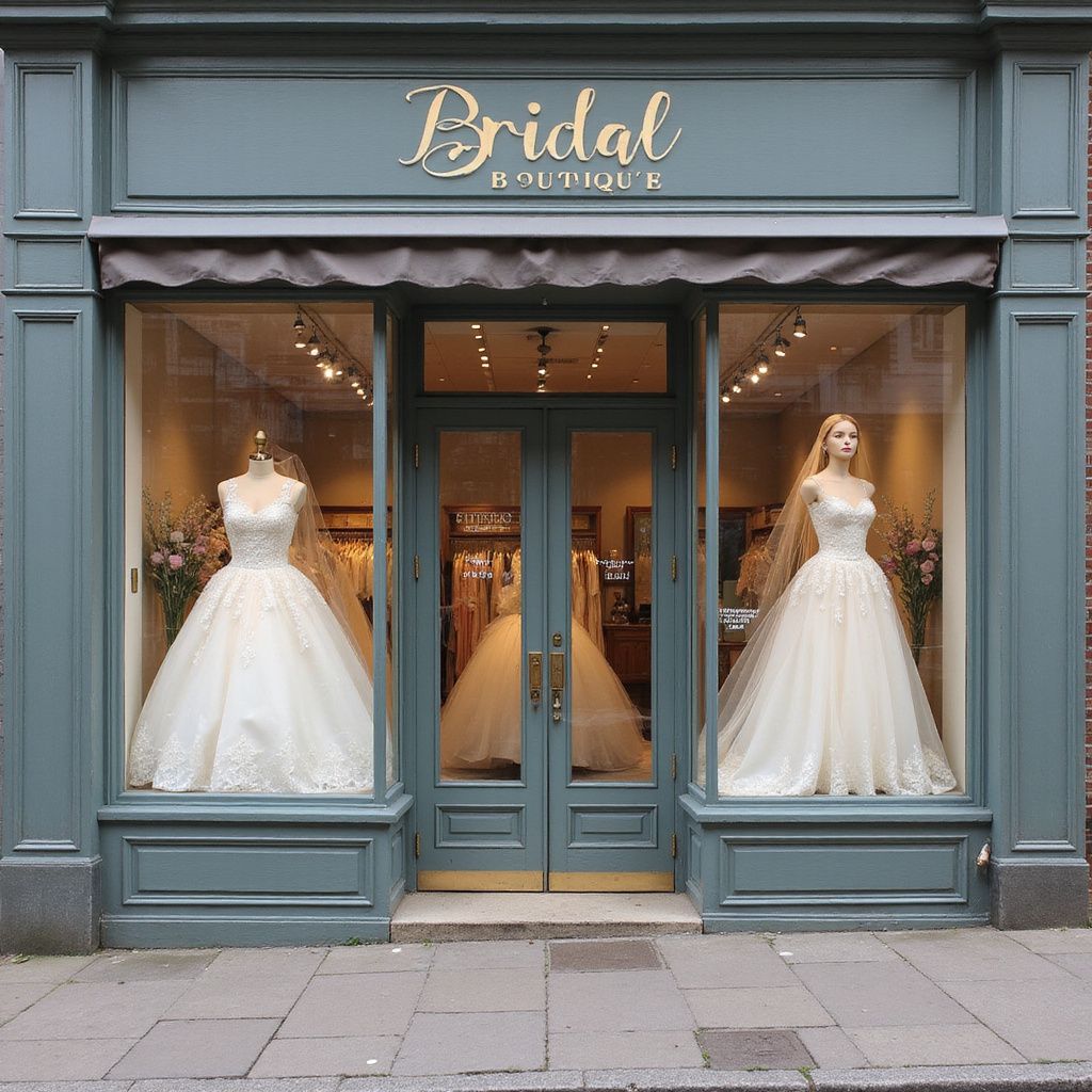 A bride in a wedding dress is standing on a path in the mountains.