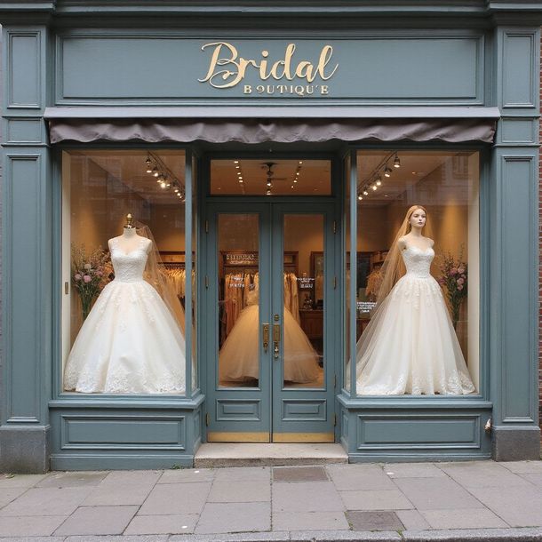 A bride in a wedding dress is standing on a path in the mountains.