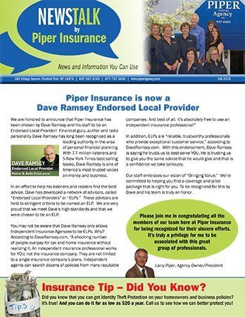 Piper Insurance April 2018 Newsletter